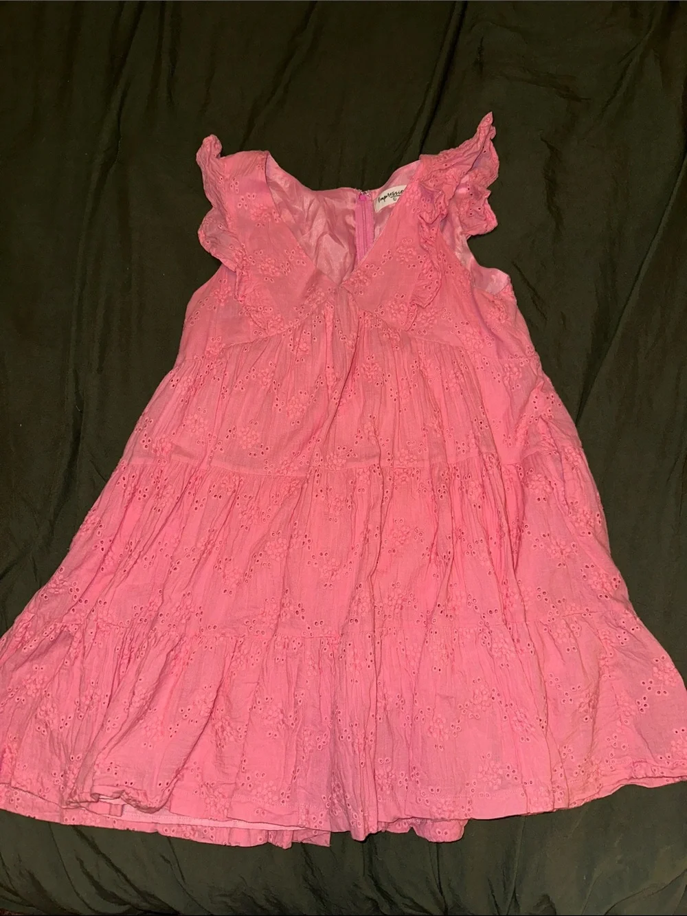 Impressions Pink Eyelet Tiered Ruffle Dress - Picture 1 of 3